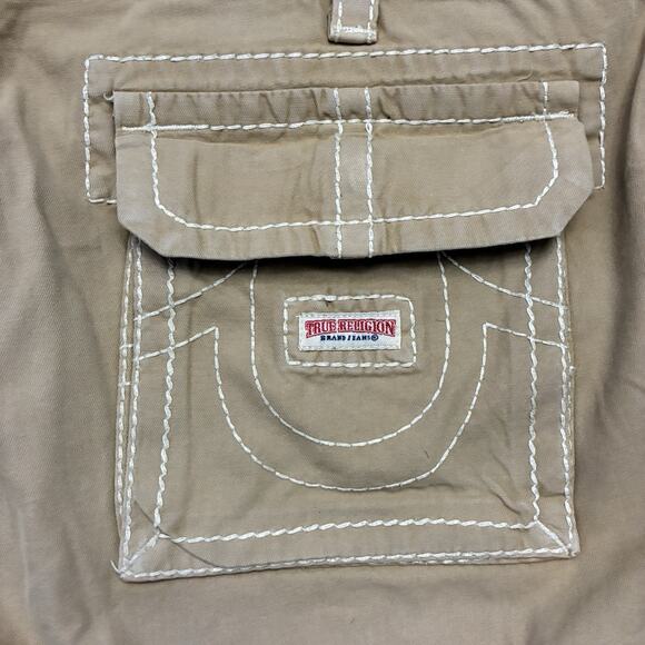 True Religion Cargo Shorts Men’s 42 Beige Baggy Street Wear Earth World Tour Y2K - Picture 6 of 10